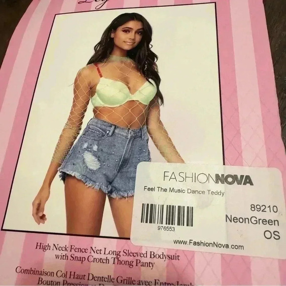 NWT leg avenue lime green fish net bodysuit Y2K goth rave  OS - Picture 3 of 4